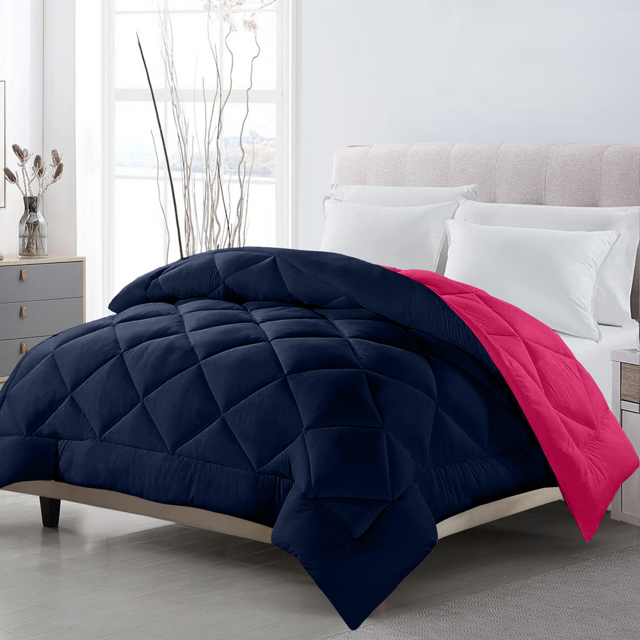 Dripcasa Haven Reversible Comforter (blue,pink)