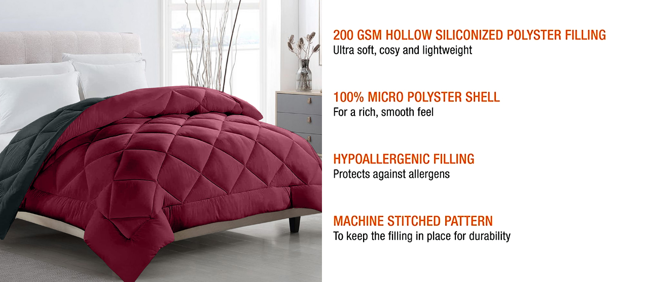 Dripcasa Haven Reversible Comforter (maroon,grey) - Image 3