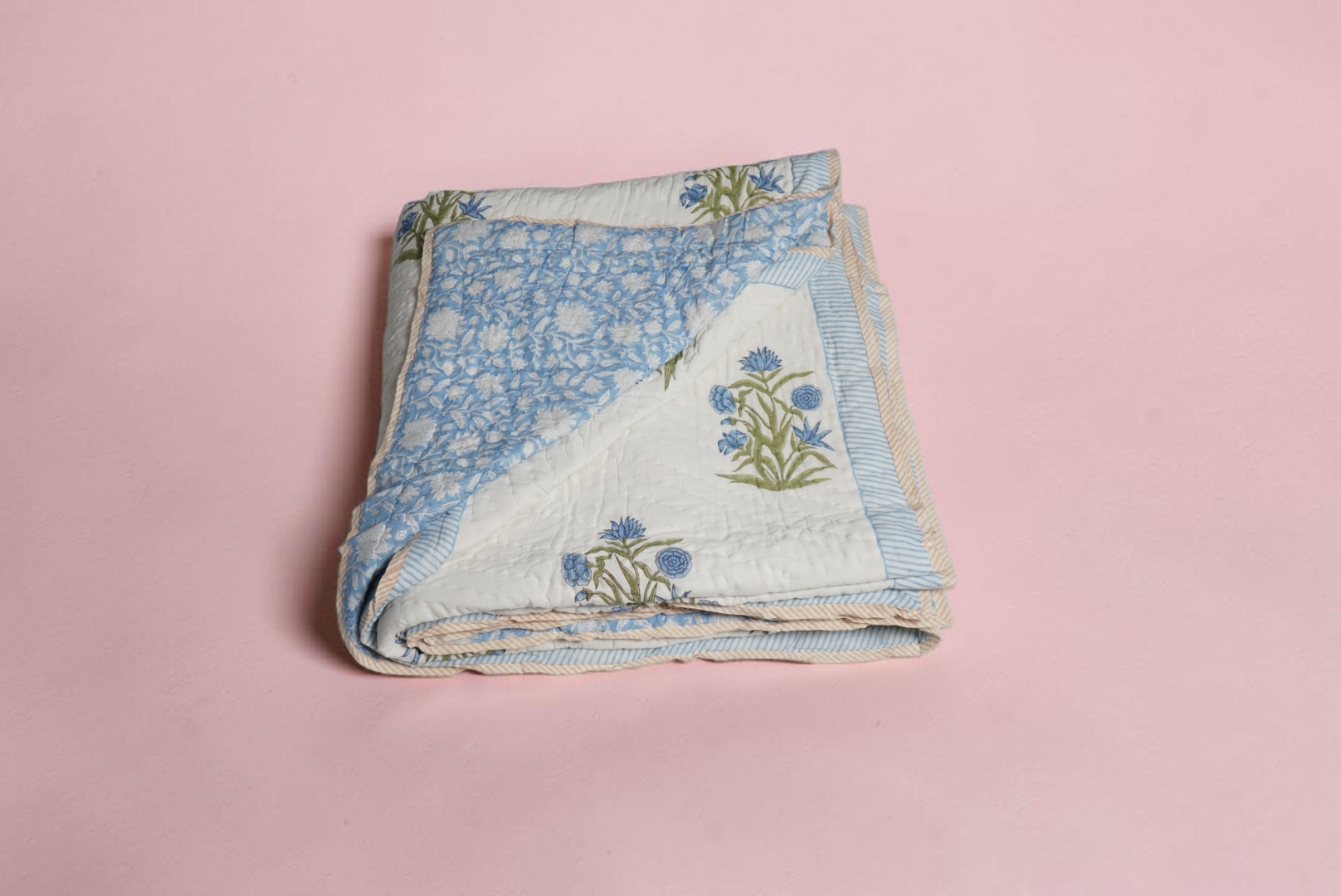 ORGANIC MULMUL HANDBLOCK COTTON QUILT