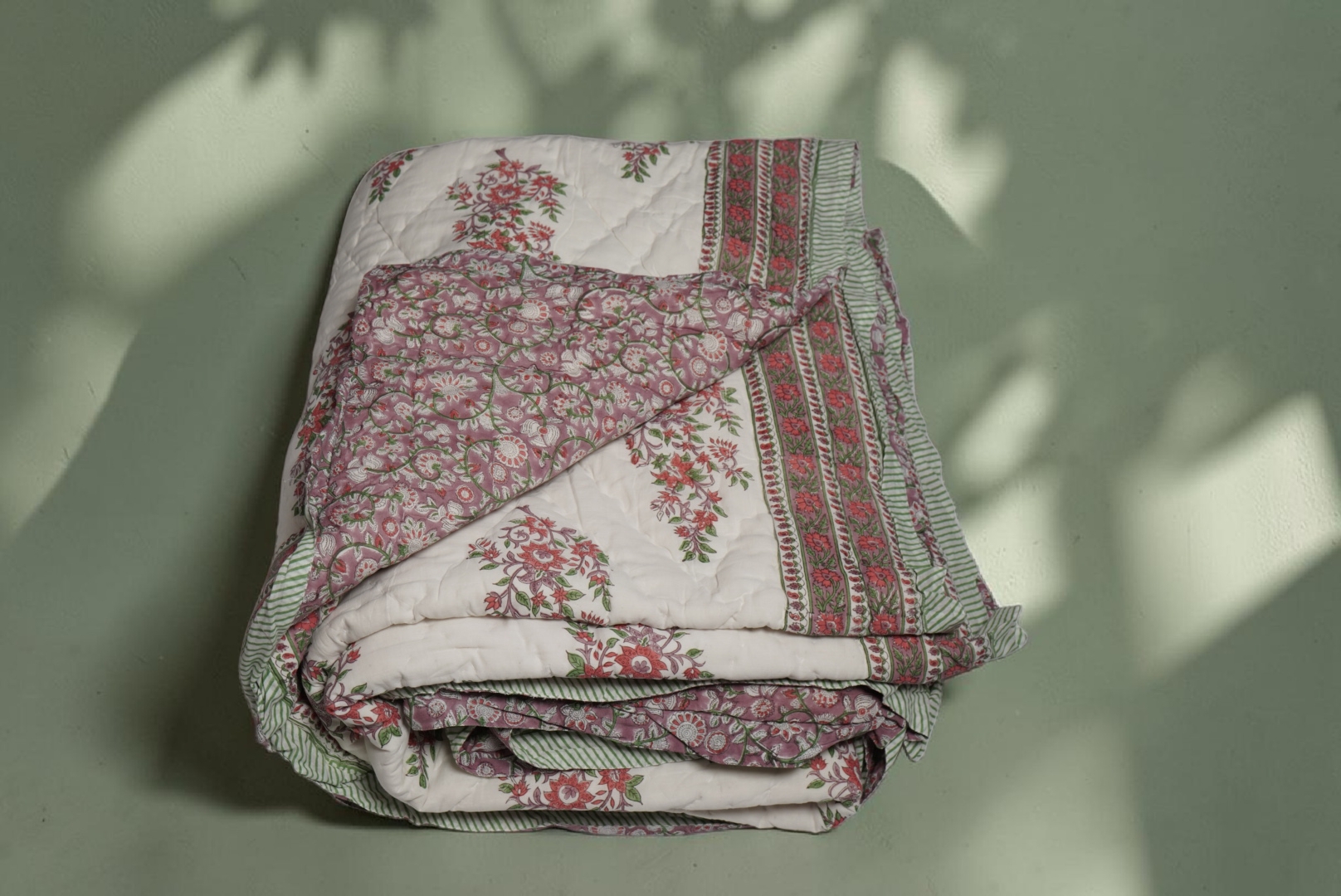 ORGANIC MULMUL HANDBLOCK COTTON QUILT