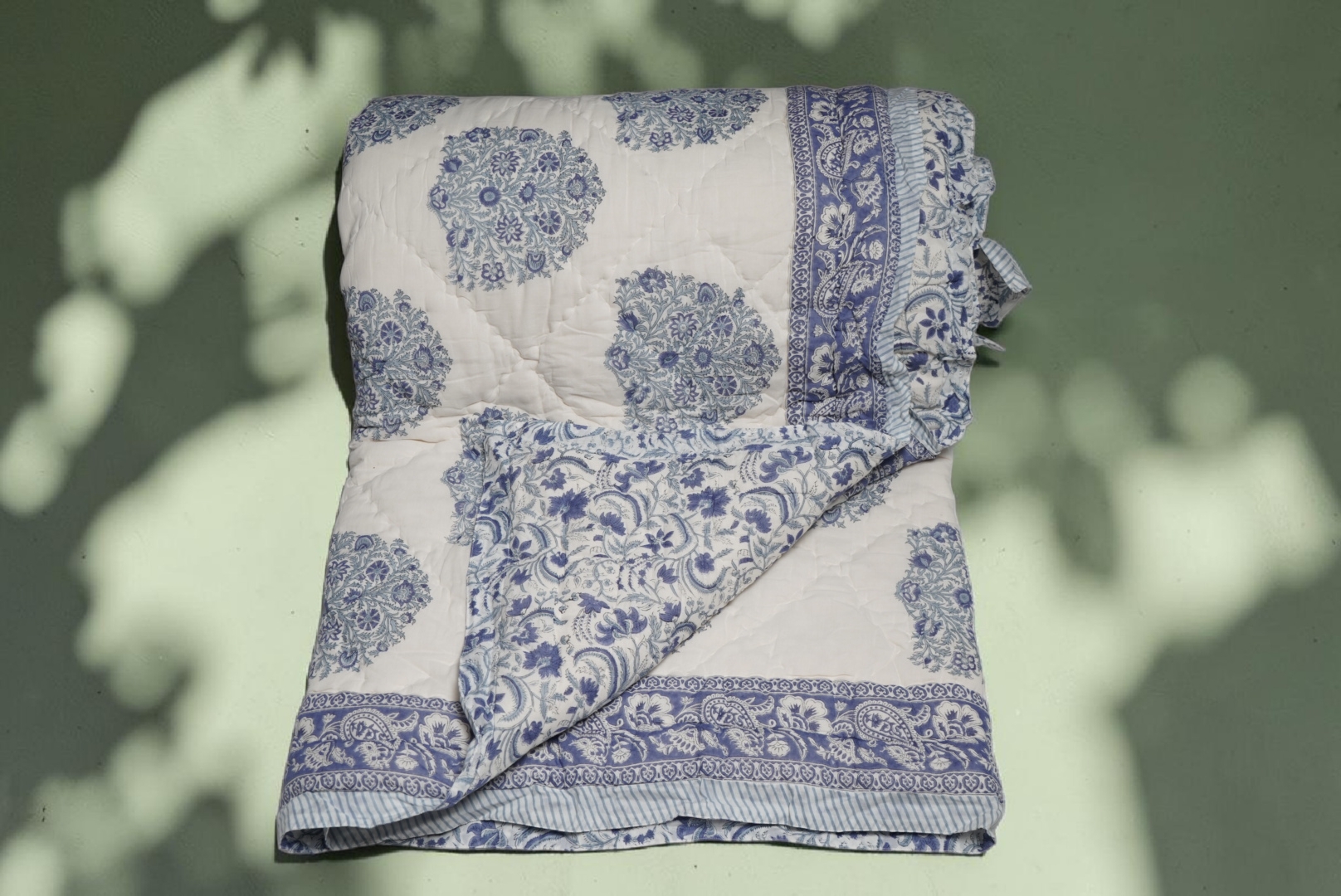 ORGANIC MULMUL HANDBLOCK COTTON QUILT