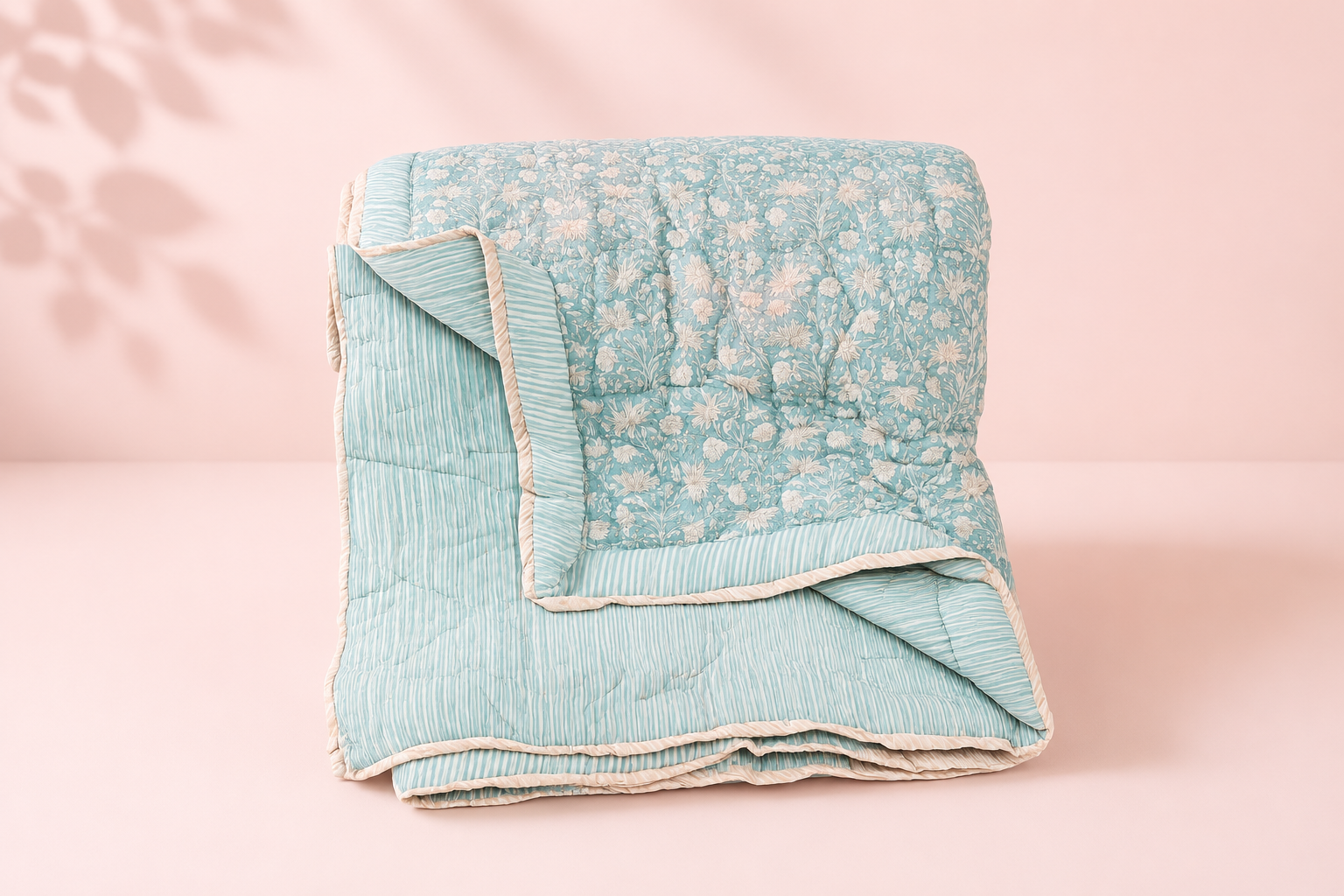 ORGANIC MULMUL HANDBLOCK COTTON QUILT