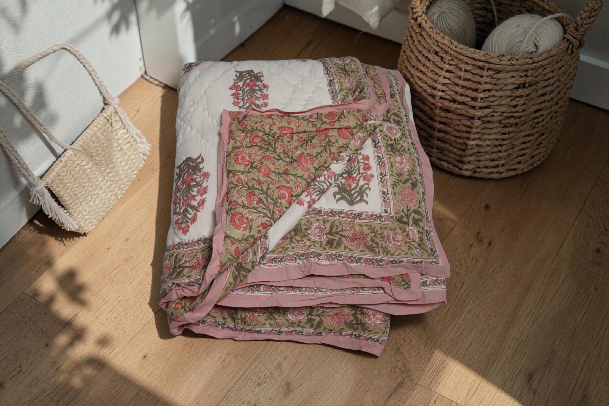 ORGANIC MULMUL HANDBLOCK COTTON QUILT - Image 3